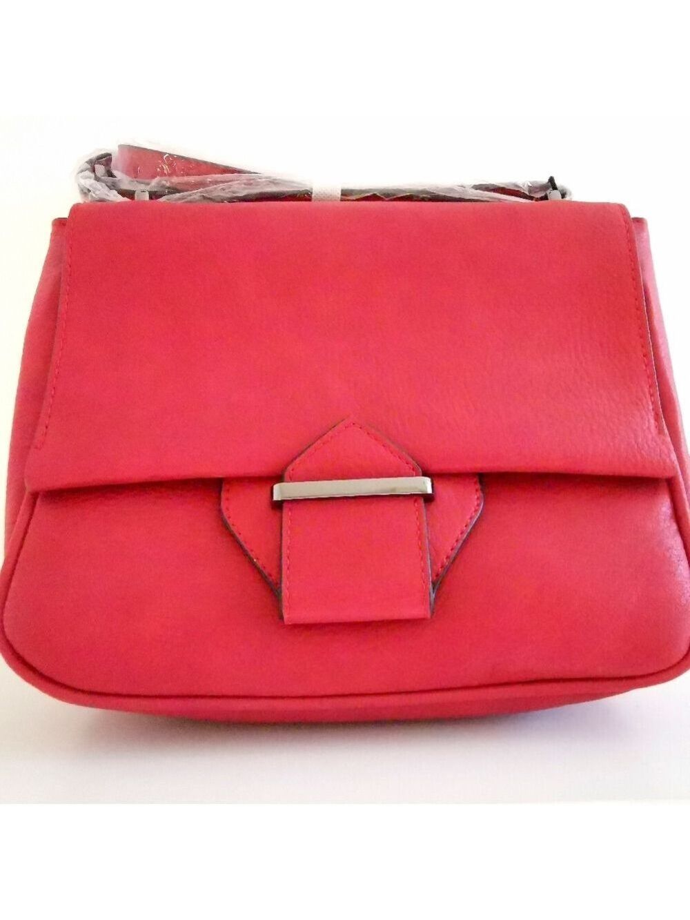 Red Shoulder Bag crossbody pebble finish Vegan 🆕